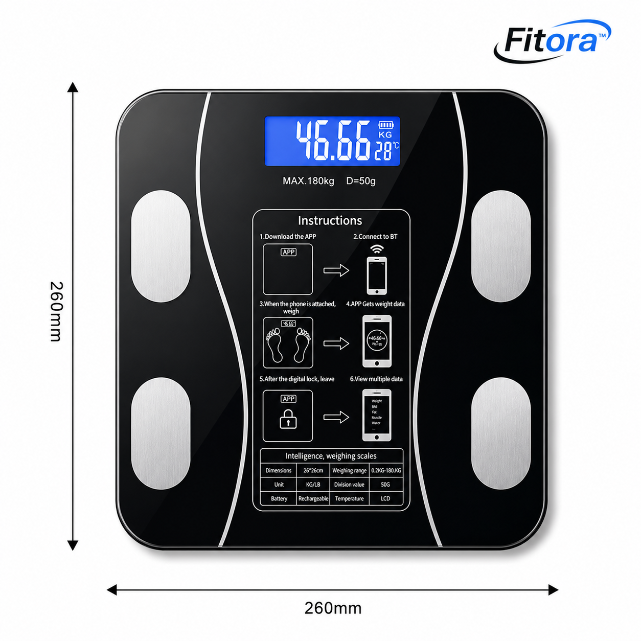 Fitora™ VitaScan — Inteligentna Waga BMI i Analiza Składu Ciała